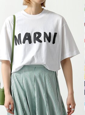 MARNI T恤 THJET49EPH USCS11 女式 Marni 刻字印花中袖超大 T 色