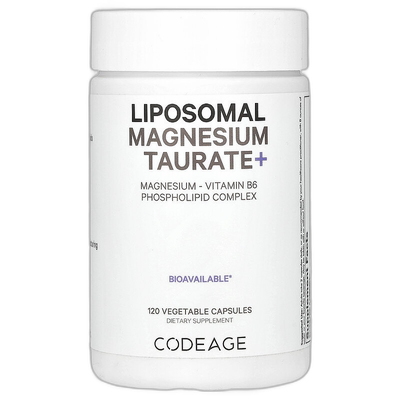 香港直邮Codeage,脂质体牛磺酸镁+，120 粒植物胶囊