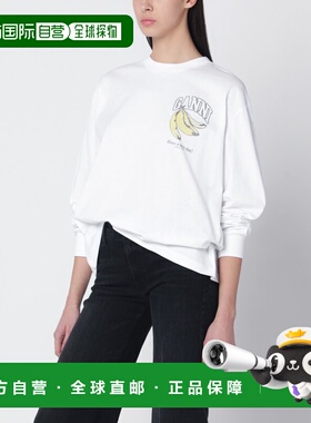 1h可退 香港直邮GANNI 甘尼 女士 白色针织带Logo印花上衣 A10500