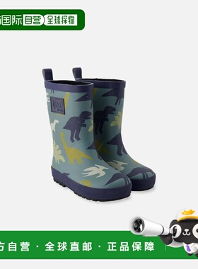 自营deux par deuxRain Boots in Natural Rubber Green Dinosaur