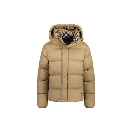 Burberry/博柏利 男士米色锦纶纯色拉链开合连帽羽绒服