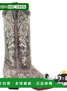 1h可退 【美国直邮】Corral Floral Tooled Inlay Snip Toe Cowbo