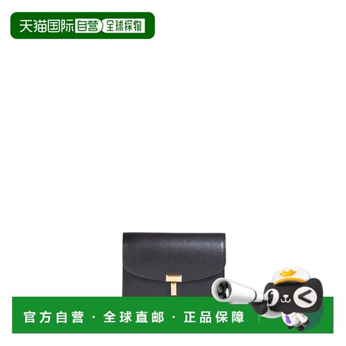 1h可退 香港直邮toteme 女士 TOTEME 黑色 T-Lock Leather 卡包 2