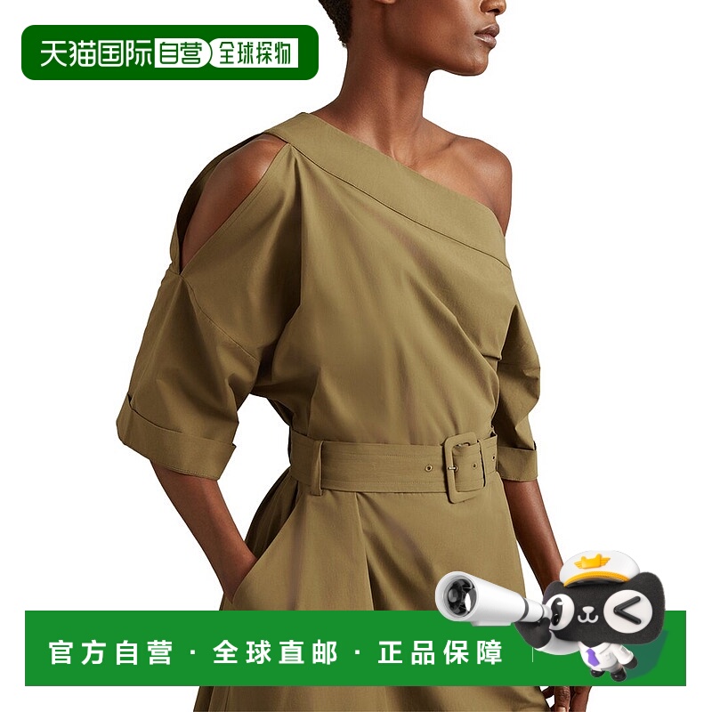 自营Reiss Demi Asymmetric Shoulder Midi Dress - khaki 美国奥