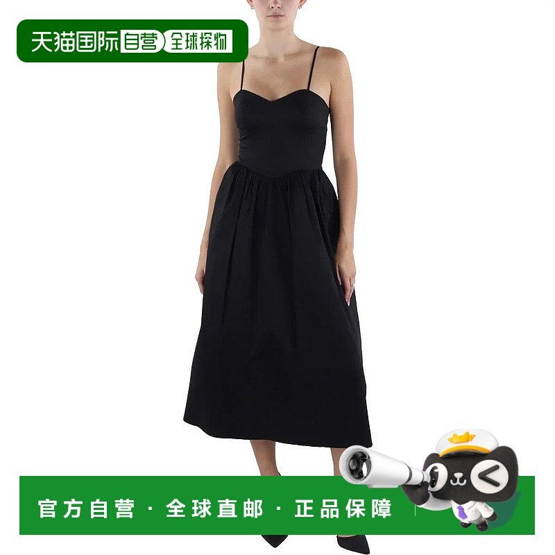 自营French Connection Florida Midi连衣裙女式黑色甜心领FTS140