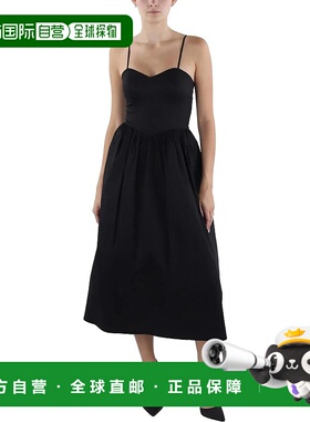 自营French Connection Florida Midi连衣裙女式黑色甜心领FTS140