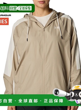 日本直邮Under Armour 网眼内衬编织连帽衫女士卡其色/干草绿色运