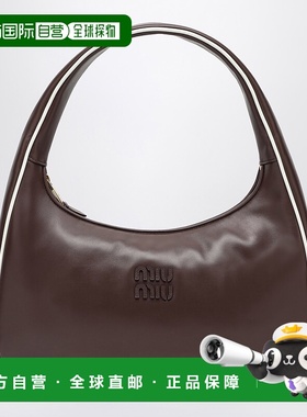 香港直邮Miu Miu 缪缪 女士 皮革手袋(棕/白) 5BC183OOO2IBP
