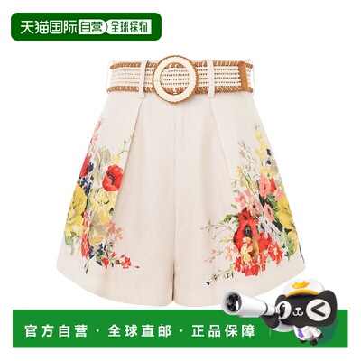 香港直邮Zimmermann 高腰短款 8301ARS241短裤休闲裤