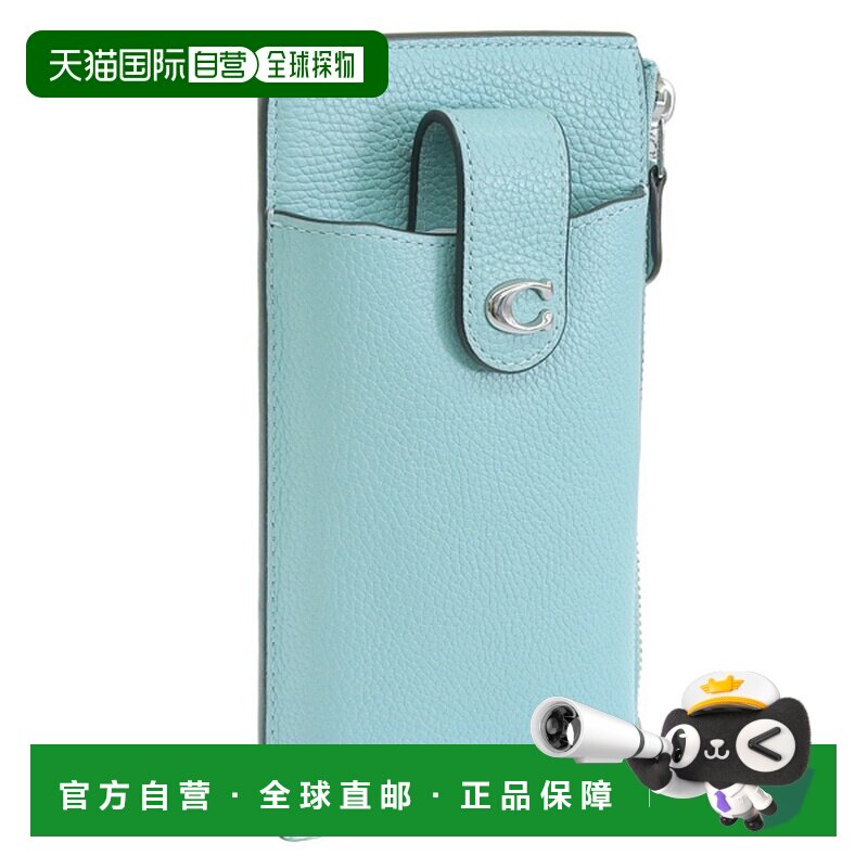 日本直邮Coach蔻驰配件女士智能手机钱包插座皮革浅蓝色ESSPPPHN