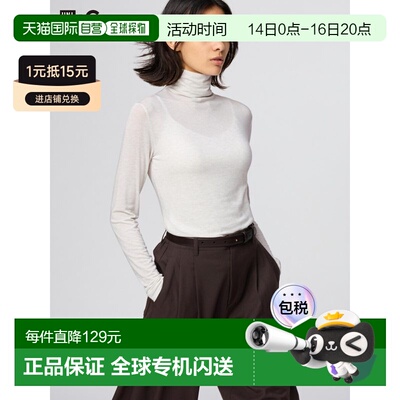 日本直邮Uniqlo 极暖Heattech羊绒混纺高领T恤优衣库内搭上衣