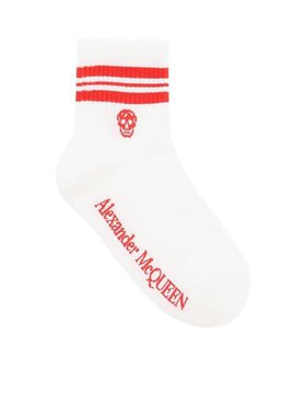 alexandermcqueen亚历山大麦昆女士条纹边饰针织袜子