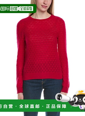 自营sofiacashmere Pointelle圆领羊毛和羊绒混纺毛衣-粉红色 美