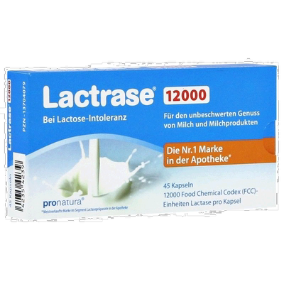 欧洲直邮德国乐迪士Lactrase12000FCC乳糖酶胶囊45粒乳糖不耐受