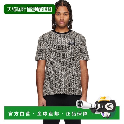 香港直邮Balmain 巴尔曼 男士 黑色 & 驼色 Monogrammed Couture
