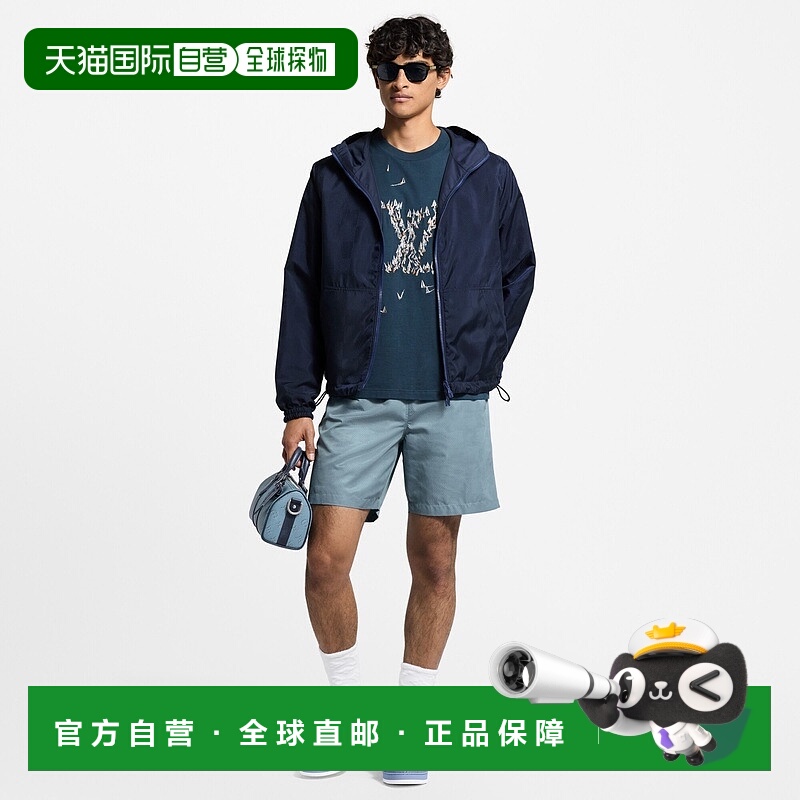 自营欧洲直邮LV路易威登 男士海军蓝棉帆船图案短袖T恤