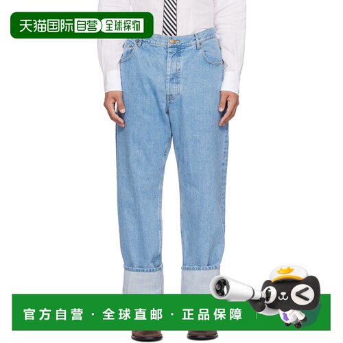 香港直邮Thom Browne 汤姆 布朗 男士 蓝色赤耳牛仔裤 MTU345SF12