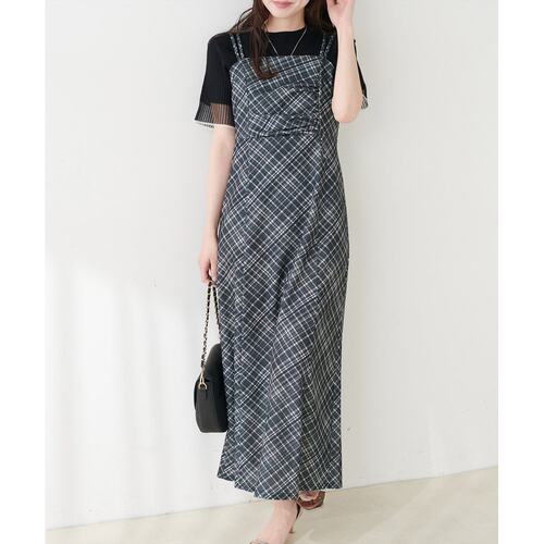 1h可退 日本直邮natural couture女士垂感褶皱吊带连衣裙 0361090