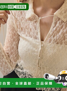 1h可退 日本直邮Alumu. 女装 镂空针织开衫 透肤蕾丝设计 AM57090