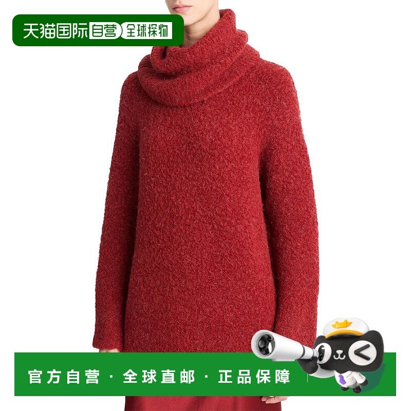 自营Vince Boucle Turtleneck Wool & Alpaca-Blend Tunic - red