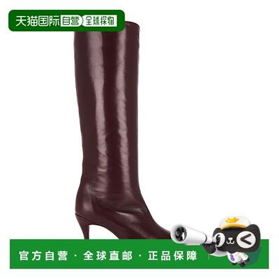 1h可退 香港直邮潮奢 BY FAR 女士 酒红色 Stevie 42 高筒靴 MWFB