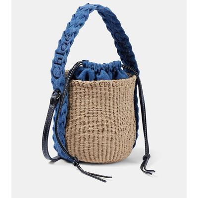 潮奢 CHLOE' 蔻依 女士Woody Small raffia bucket bag 水桶包