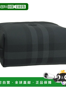 日本直邮Burberry 男士洗漱包 炭灰色 MS BRT 8070279-A1208 BURB