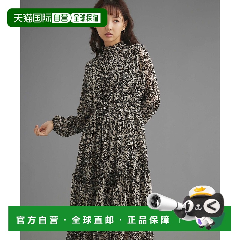 1h可退 日本直邮fifth 女士长袖系带印花连衣裙 ES24F0312