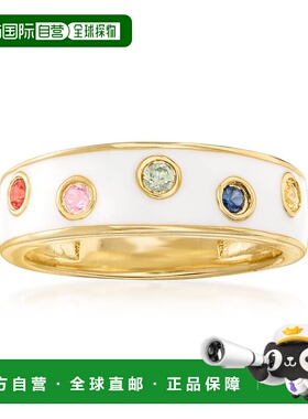 自营 Ross-Simons Multicolored Sapphire and White Enamel Ring