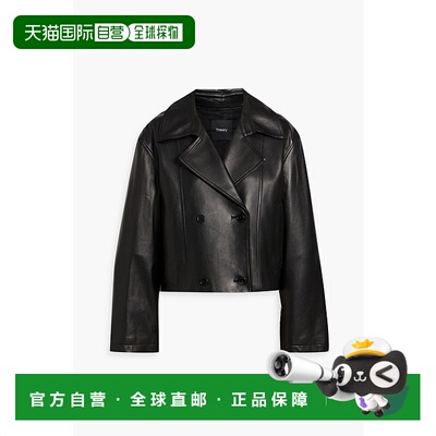 1h可退 香港直邮潮奢 THEORY 希尔瑞 女士 双排扣皮革夹克 O09004