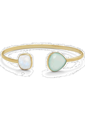自营 liv oliver18k 金月光石和玉髓开口袖口手镯 - 金 美国奥莱