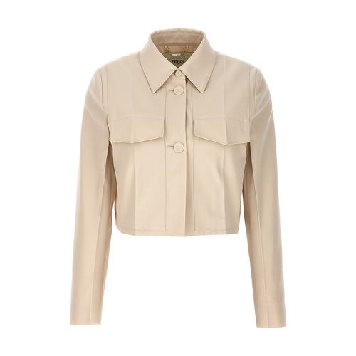 FENDI 女士西服 FJ7474ARU5F1NY8 SS2024 白色 长袖纽扣休闲夹克