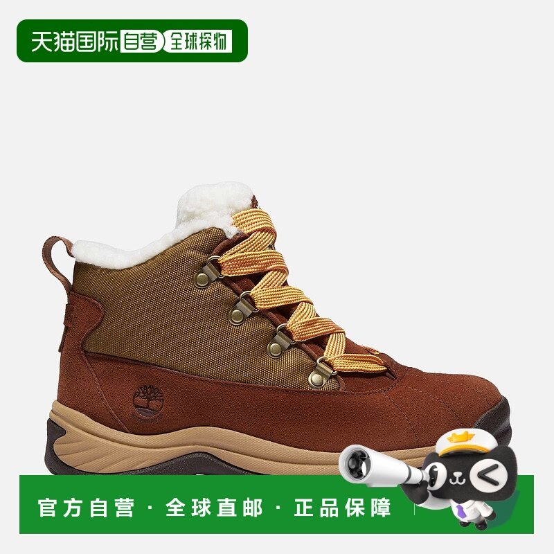 自营timberland女式白色Ledge防水雪地靴-棕色绒面革/金色 美国奥