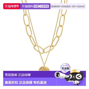 自营 adornia14k 镀金椭圆形链条和硬币吊坠多层项链 - 金色 美国