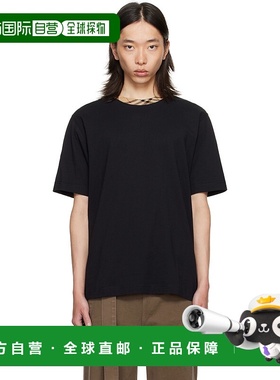1h可退 香港直邮Burberry 巴宝莉 男士 黑色 Check Trim Cotton T