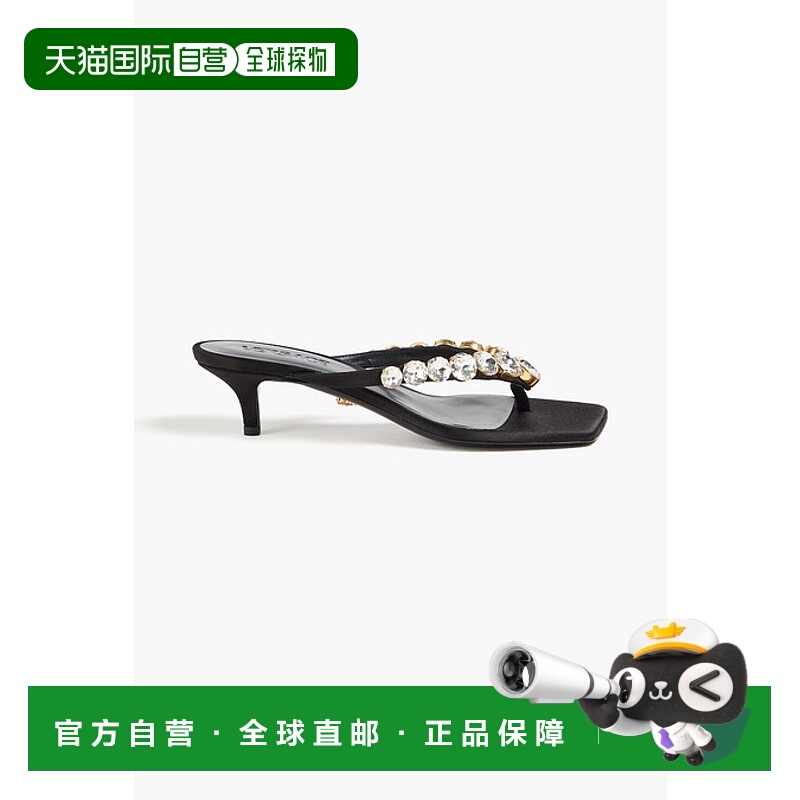 1h可退 香港直邮潮奢 versace 范思哲 女士 水晶装饰绸缎凉鞋 101