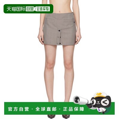 1h可退 香港直邮Courreges 女士 驼色 Houndstooth Buttoned 短裙
