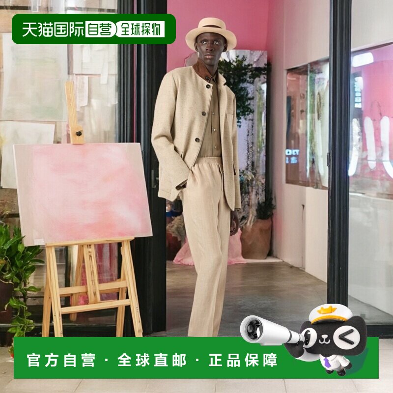 自营欧洲直邮Loro Piana 男士亚麻米色衬衫外套麻衬衫