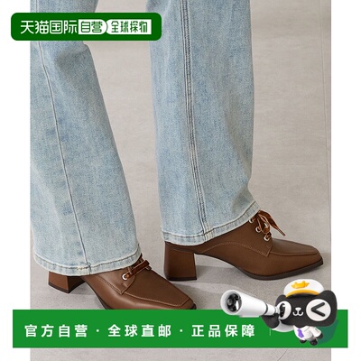 1h可退 日本直邮ORiental TRaffic 女装 复古方头绒面系带粗跟短