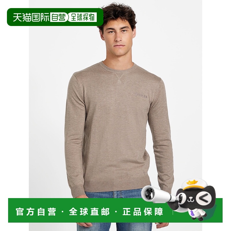 自营guessKalt Woven Crewneck Sweater - buff taupe 美国奥莱直