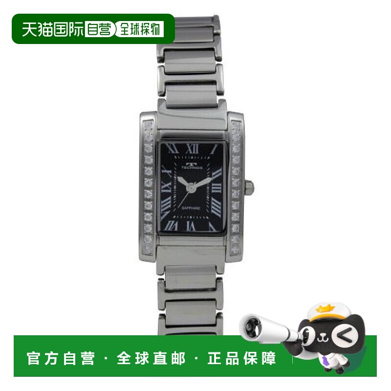 【日本直邮】TECHNOS天克诺 女士方块镶钻腕表 银色 T9A38CM防水
