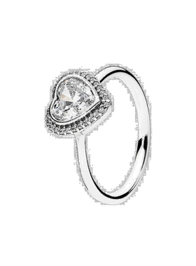 自营 Pandora Jewelry 纯银立方氧化锆闪亮爱情戒指 - 图案 美国