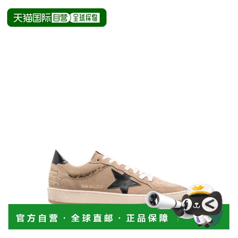 自营golden goose米色麂皮黑色星星低顶运动鞋-棕色 美国奥莱直发