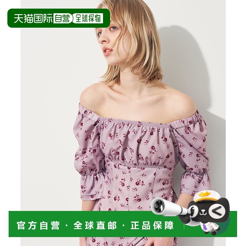 1h可退 日本直邮DEICY 女士樱桃印花方领吊带连衣裙 17020111126