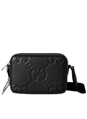 GUCCI 男士斜挎包 816958AABY71000 SS2025 黑色 双G超迷你单肩包