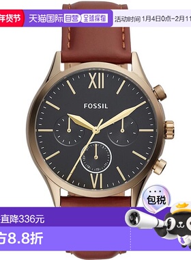 【美国直邮】fossil 通用 休闲手表化石运动表盘棕色表壳