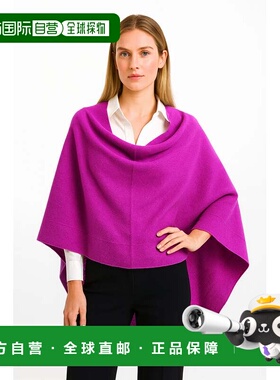 自营in2Cashmere Poncho with Textured Border - electric berry