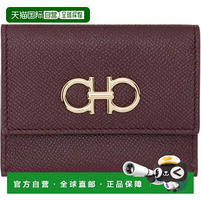 香港直邮Salvatore Ferragamo 菲拉格慕 女士 酒红色 Gancini 卡