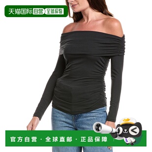 黑色 bone碎骨露茜露肩褶边上衣 美国奥莱直发性感 自营rag