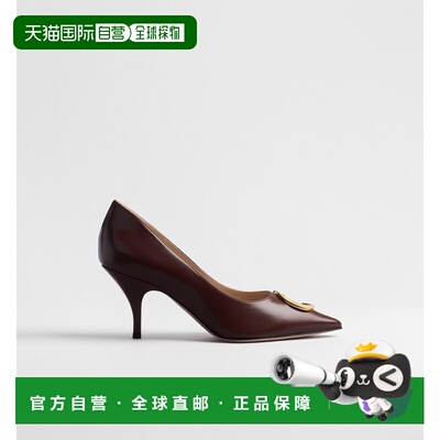 自营1h可退 欧洲直邮Dior迪奥  Initials女士酒红色羊皮革高跟鞋